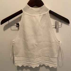 Zara Cropped Halter Top - White - Women’s small